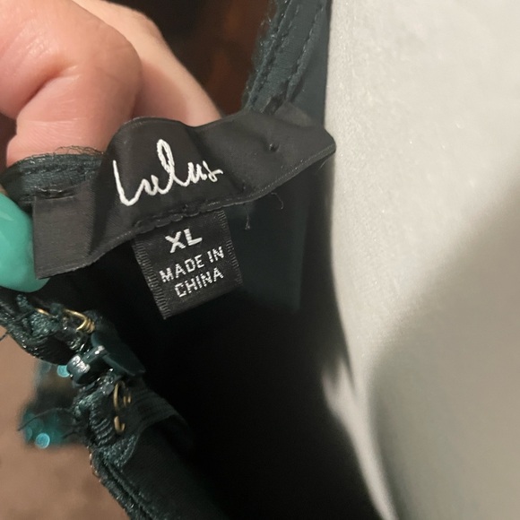 Lulu's Shimmering Emerald Sequin Dress - Picture 4 of 5